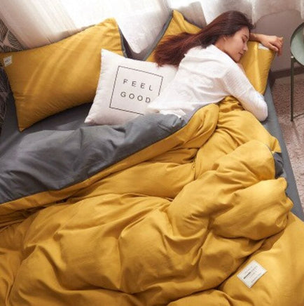 1000TC Reversible Super King Size Yellow and Grey Duvet Doona Quilt Cover Set Kings Warehouse 