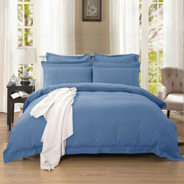 1000TC Tailored Double Size Quilt/Doona/Duvet Cover Set - Greyish Blue Kings Warehouse 