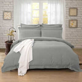 1000TC Tailored Queen Size Grey Duvet Doona Quilt Cover Set Kings Warehouse 