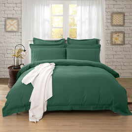 1000TC Tailored Queen Size Quilt/Doona/Duvet Cover Set - Dark Green Kings Warehouse
