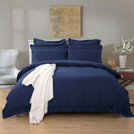 1000TC Tailored Queen Size Quilt/Doona/Duvet Cover Set - Midnight Blue Kings Warehouse 