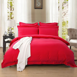 1000TC Tailored Queen Size Red Duvet Doona Quilt Cover Set Kings Warehouse