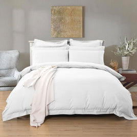 1000TC Tailored Queen Size White Duvet Doona Quilt Cover Set Kings Warehouse 
