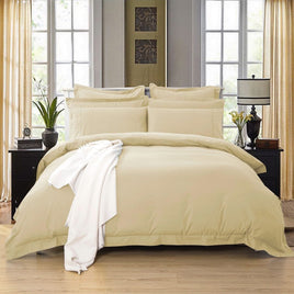 1000TC Tailored Queen Size Yellow Cream Duvet Doona Quilt Cover Set Kings Warehouse