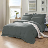 1000TC Tailored Super King Size Quilt/Doona/Duvet Cover Set - Charcoal Kings Warehouse 