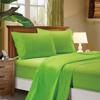 1000TC Ultra Soft Double Size Bed Green Flat & Fitted Sheet Set Kings Warehouse 