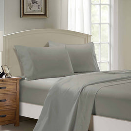 1000TC Ultra Soft Double Size Bed Grey Flat & Fitted Sheet Set Kings Warehouse 