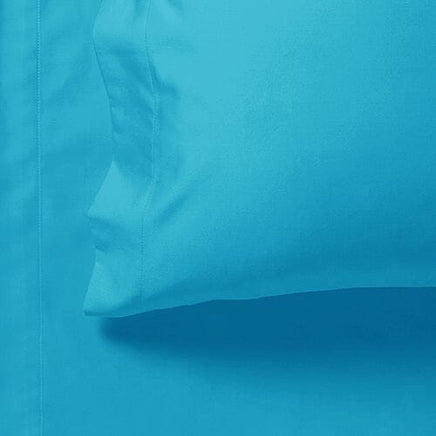 1000TC Ultra Soft Double Size Bed Light Blue Flat & Fitted Sheet Set Kings Warehouse 