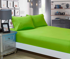 1000TC Ultra Soft Fitted Sheet & 2 Pillowcases Set - Double Size Bed - Green Kings Warehouse 