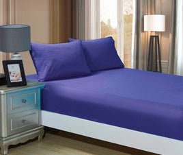 1000TC Ultra Soft Fitted Sheet & 2 Pillowcases Set - Double Size Bed - Royal Blue Kings Warehouse 