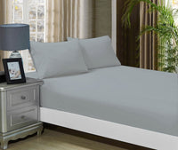 1000TC Ultra Soft Fitted Sheet & 2 Pillowcases Set - King Size Bed - Silver Kings Warehouse 