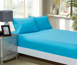 1000TC Ultra Soft Fitted Sheet & Pillowcase Set - King Single Size Bed - Light Blue Kings Warehouse 