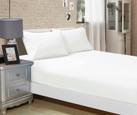 1000TC Ultra Soft Fitted Sheet & Pillowcase Set - King Single Size Bed - White Kings Warehouse 