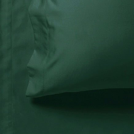1000TC Ultra Soft Fitted Sheet & Pillowcase Set - Single Size Bed - Dark Green Kings Warehouse 