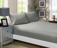1000TC Ultra Soft Fitted Sheet & Pillowcase Set - Single Size Bed -Grey Kings Warehouse 