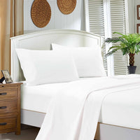 1000TC Ultra Soft King Size Bed White Flat & Fitted Sheet Set Kings Warehouse 
