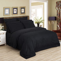 1000TC Ultra Soft Striped Super King Size Black Duvet Doona Quilt Cover Set Kings Warehouse 