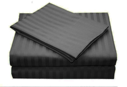1000TC Ultra Soft Striped Super King Size Charcoal Duvet Doona Quilt Cover Set Kings Warehouse 
