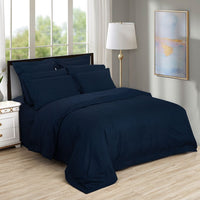 1000TC Ultra Soft Striped Super King Size Midnight Blue Duvet Doona Quilt Cover Set Kings Warehouse 