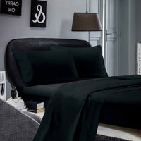 1000TC Ultra Soft Super King Size Bed Black Flat & Fitted Sheet Set Kings Warehouse 