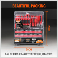100Pc Screwdriver Set Ratchet Handle Socket Slot Pozi Hex Star Square Bits Rack Kings Warehouse 