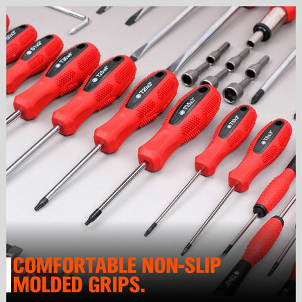 100Pc Screwdriver Set Ratchet Handle Socket Slot Pozi Hex Star Square Bits Rack Kings Warehouse 