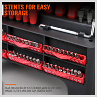 100Pc Screwdriver Set Ratchet Handle Socket Slot Pozi Hex Star Square Bits Rack Kings Warehouse 