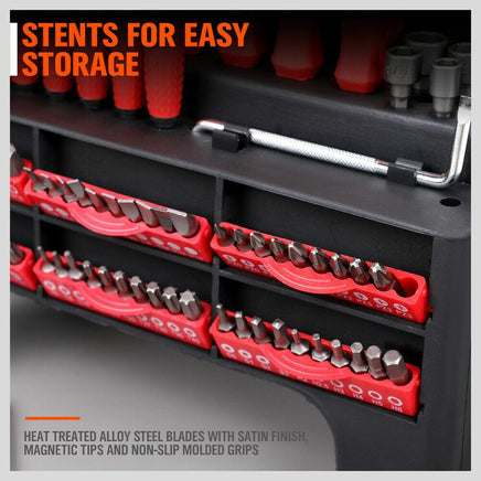 100Pc Screwdriver Set Ratchet Handle Socket Slot Pozi Hex Star Square Bits Rack Kings Warehouse 