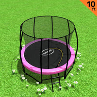 10ft Trampoline Free Ladder Spring Mat Net Safety Pad Cover Round Enclosure Pink Kings Warehouse 