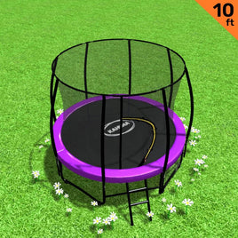 10ft Trampoline Free Ladder Spring Mat Net Safety Pad Cover Round Enclosure Purple Kings Warehouse 