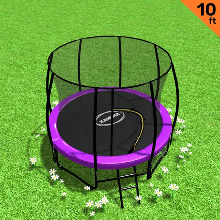 10ft Trampoline Free Ladder Spring Mat Net Safety Pad Cover Round Enclosure Purple Kings Warehouse 