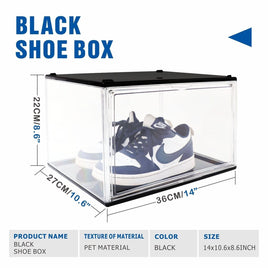 10PC Black Stackable Shoe Display Box Hard Acrylic Sneaker Storage Containers Case Click Frenzy: The Main Event Kings Warehouse 