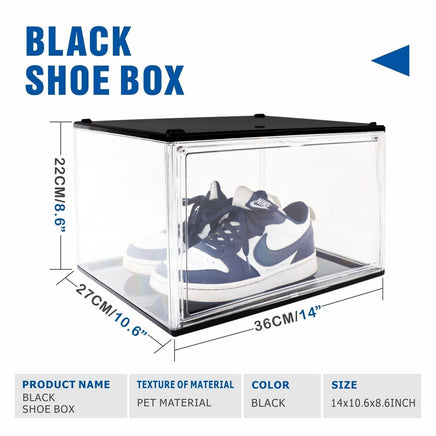10PC Black Stackable Shoe Display Box Hard Acrylic Sneaker Storage Containers Case Click Frenzy: The Main Event Kings Warehouse 