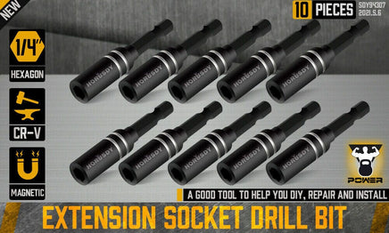 10Pc Magnetic Extension Socket Drill Bit Holder 1/4" Hex Screwdriver Nut Driver Kings Warehouse 