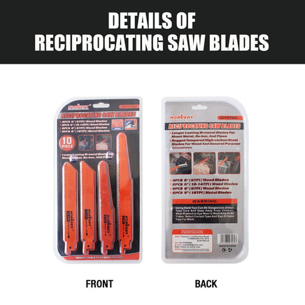 10Pc Reciprocating Saw Blades Set For Wood Metal Timber Demolition Cutting Tool Kings Warehouse 