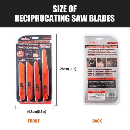 10Pc Reciprocating Saw Blades Set For Wood Metal Timber Demolition Cutting Tool Kings Warehouse 