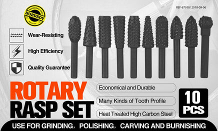 10Pc Rotary Bits Set Router Drill Bit Burr Wood Rasp File Drill Bits Wood Timber Kings Warehouse 