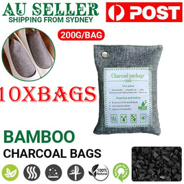 10PCS Air Purifying Bags Activated Bamboo Charcoal Freshener for Car Home Shoes 200g Kings Warehouse 