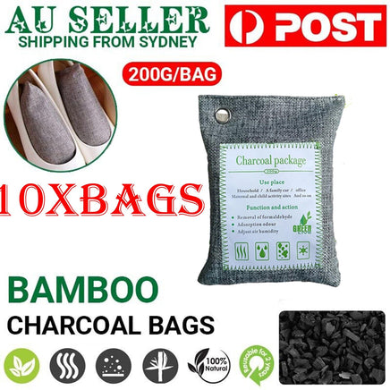 10PCS Air Purifying Bags Activated Bamboo Charcoal Freshener for Car Home Shoes 200g Kings Warehouse 