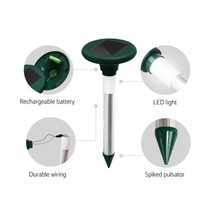 10X Solar LED Snake Repeller Multi Pulse Plus Ultrasonic Pest Rodent Repellent Garden Tools Kings Warehouse 