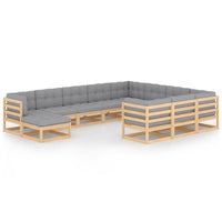 11 Piece Garden Lounge Set with Cushions Solid Pinewood Kings Warehouse 