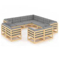 11 Piece Garden Lounge Set with Cushions Solid Pinewood Kings Warehouse 