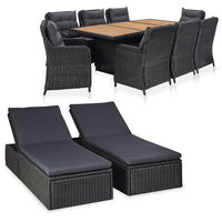 11 Piece Outdoor Dining Set Poly Rattan Black Kings Warehouse 