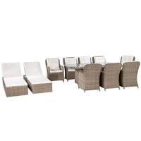 11 Piece Outdoor Dining Set Poly Rattan Brown Kings Warehouse 