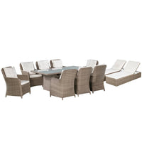 11 Piece Outdoor Dining Set Poly Rattan Brown Kings Warehouse 