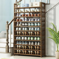 11 Tier Tower Bamboo Wooden Shoe Rack Corner Shelf Stand Storage Organizer KingsWarehouse 