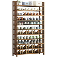 11 Tier Tower Bamboo Wooden Shoe Rack Corner Shelf Stand Storage Organizer KingsWarehouse 