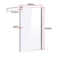 1100 x 2000mm Frameless 10mm Safety Glass Shower Screen Kings Warehouse 