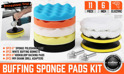 11Pc 6" Buffing Waxing Polishing Pads Kit Sponge Pad Set For Car Polisher Drill Kings Warehouse 
