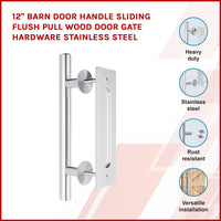12" Barn Door Handle Sliding Flush Pull Wood Door Gate Hardware Stainless Steel Kings Warehouse 